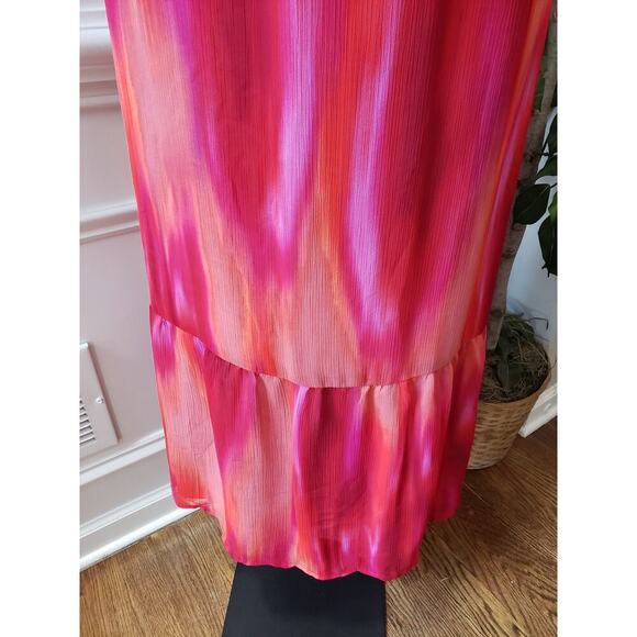 A.N.A Long Maxi Dress Women's Size XL Multi Tie Dye Cinch Waist Back Wrap V Neck - Picture 12 of 14